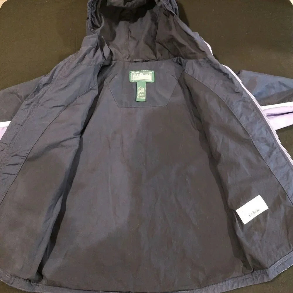 LL Bean Jacket Kid's Medium 10/12 Purple Full Zip Windbreaker Zip Pockets Hooded